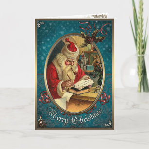 Christmas Card - Santa Claus writing a letter.