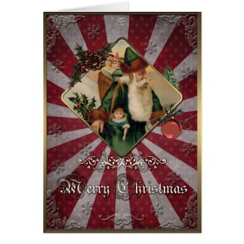 Christmas Card - Santa In A Hurry For The Holiday. by VintageStyleStudio at Zazzle