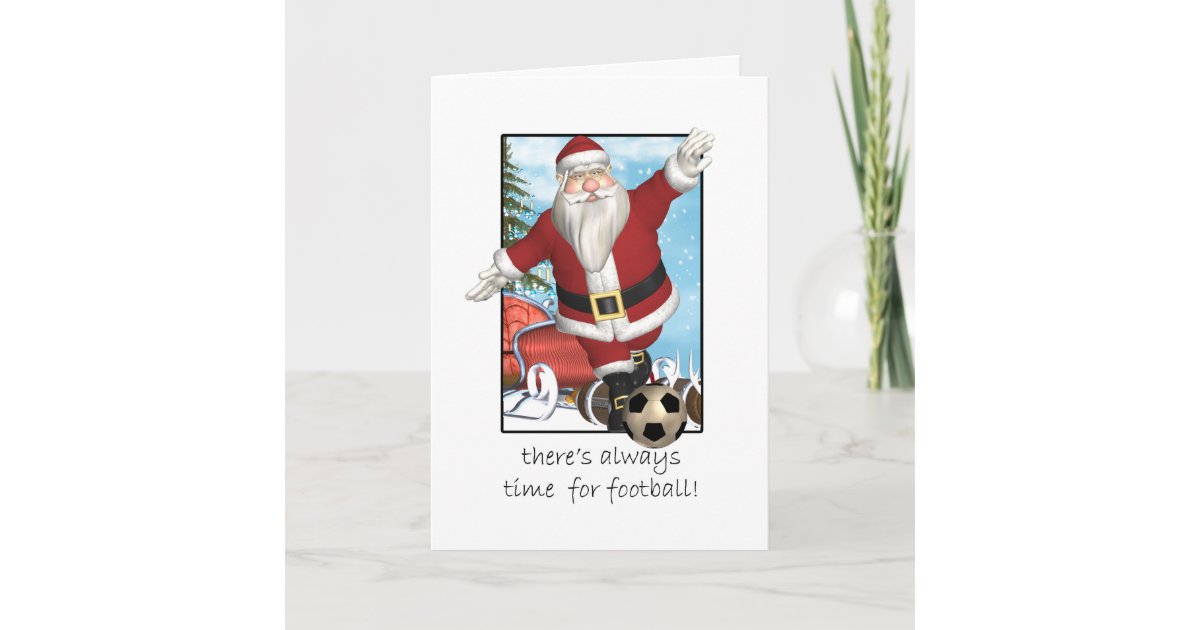 Christmas Card, Santa Playing Football Holiday Card | Zazzle