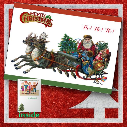Christmas Card _Santa Reindeer and Sleigh  Toys