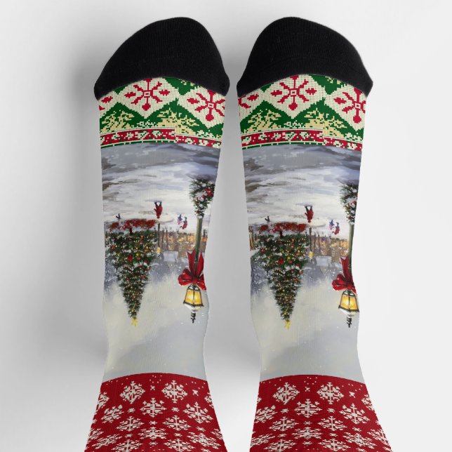 Christmas Card Scene Socks (Top)