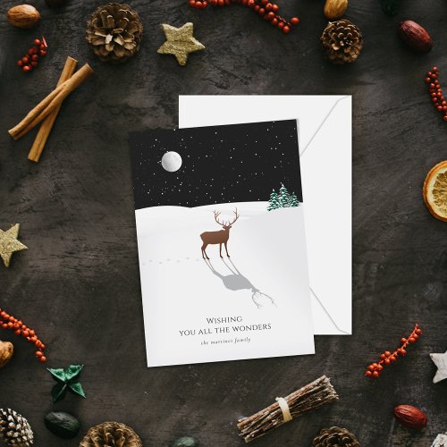 Christmas Card Silent Moon Stars Deer