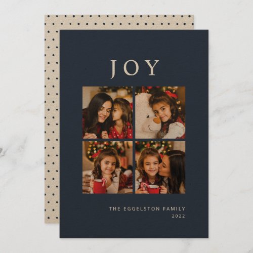 Christmas Card Simple Photo Joy Navy Kraft