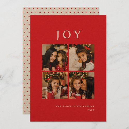 Christmas Card Simple Photo Joy Red Kraft