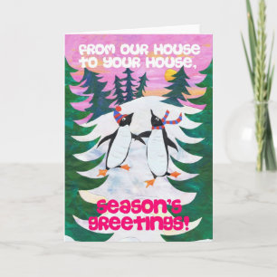 Christmas Card - Skating Penguins