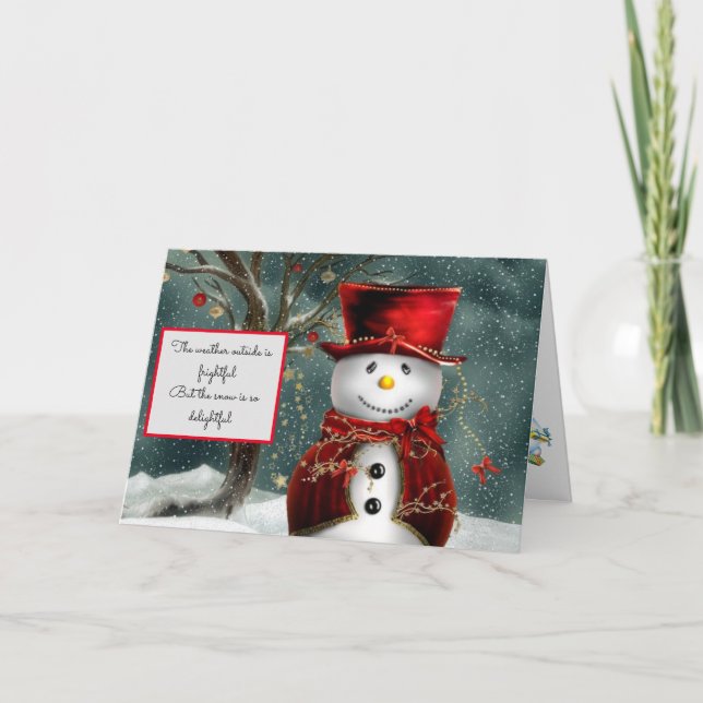Christmas Card Snowman No Place To Go Snow (Front)