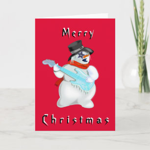 Christmas Card Snowman with Guitar Musical