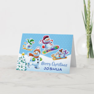 Christmas card snowmen custom card.