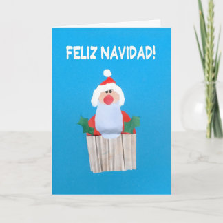 Christmas Card, Spanish, Cupcake with Santa Holiday Card