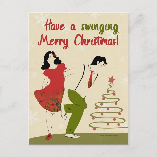 Christmas card- swing dance holiday postcard (Front)