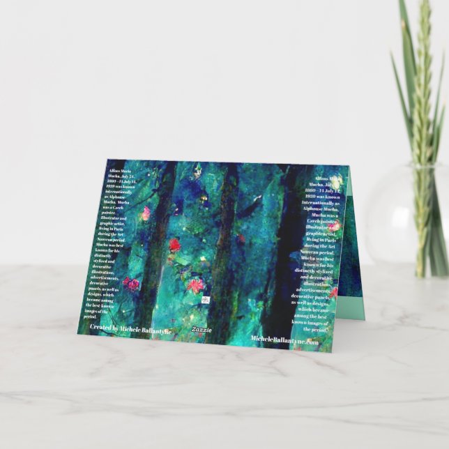 Christmas card watercolor Alphonse Mucha style (Back)