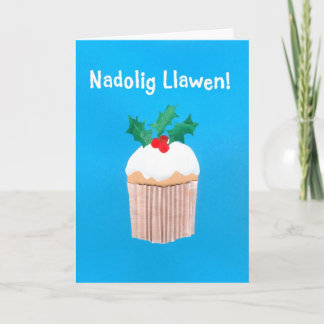 Christmas Card (Welsh) Cupcake with Holly