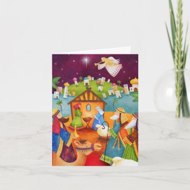 Christmas Card - Whimsical Nativity Bethlehem  (Front)
