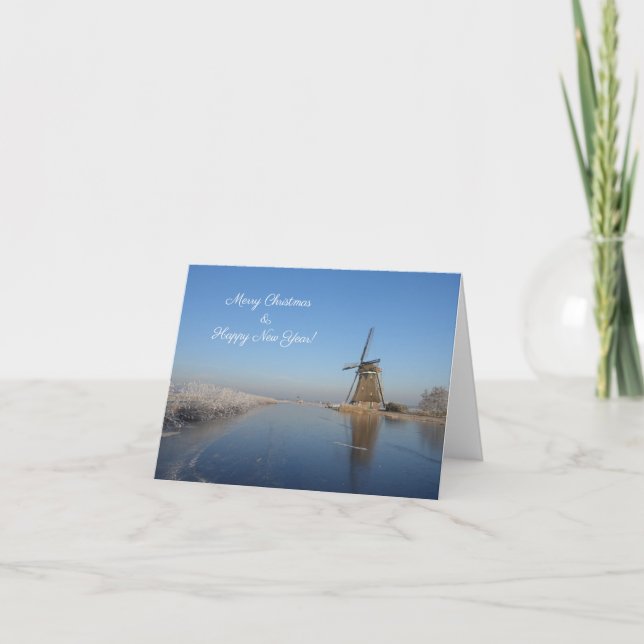 Christmas card winter landscape with windmill (Front)