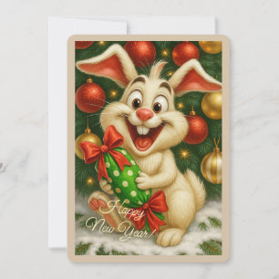 Christmas card with a rabbit