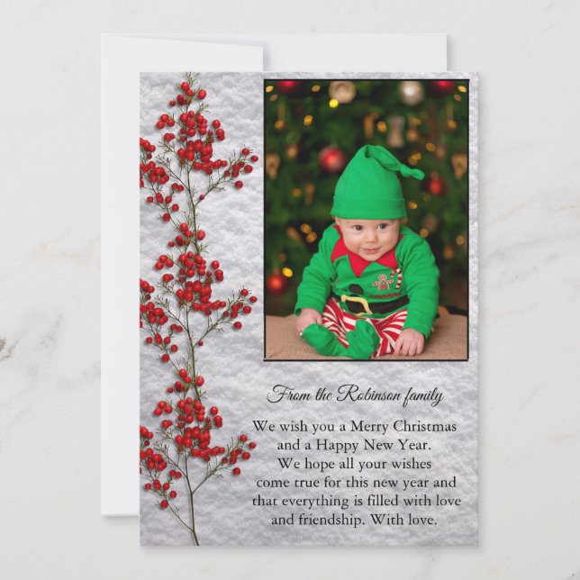 Christmas Card With a Smiling and Happy Baby. (Front)
