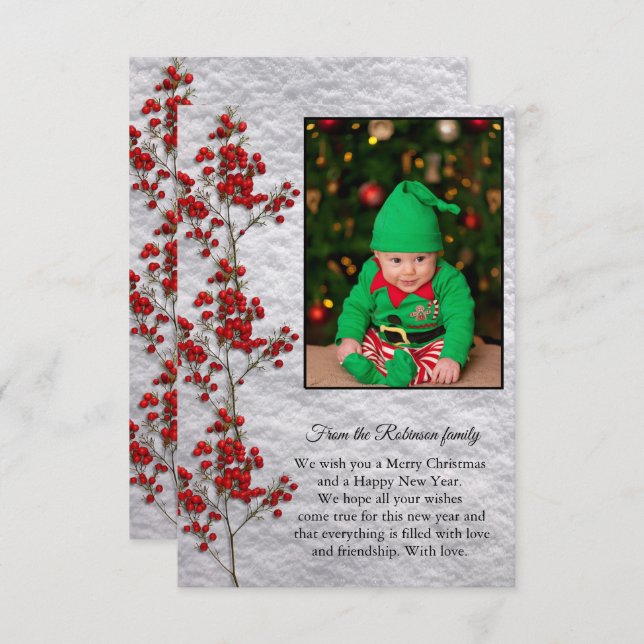 Christmas Card With a Smiling and Happy Baby. (Front/Back)