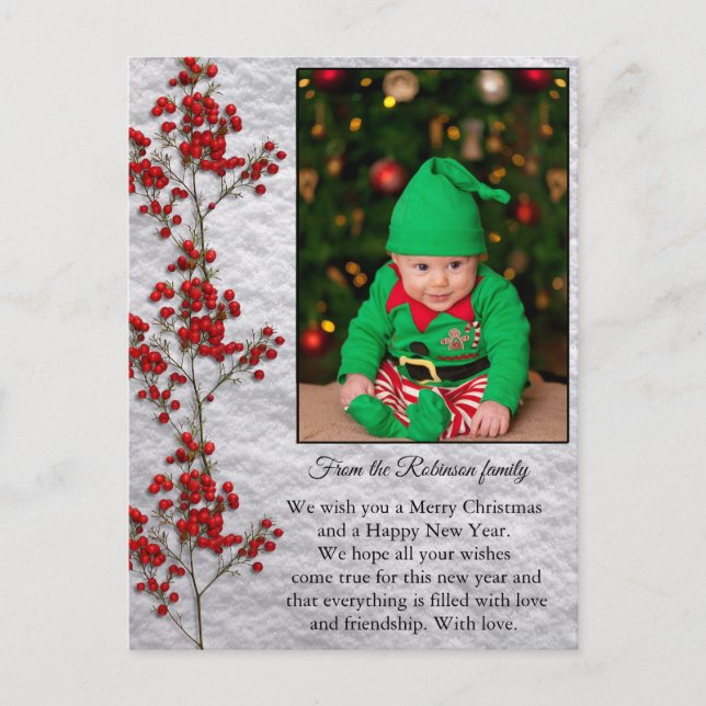 Christmas Card With a Smiling and Happy Baby. (Front)