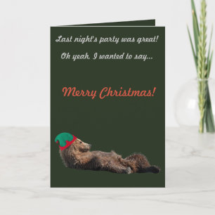 Christmas card with bear cubs and eagle