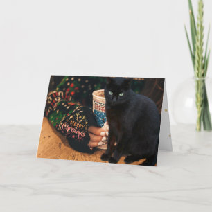 Christmas Card with Black Cat