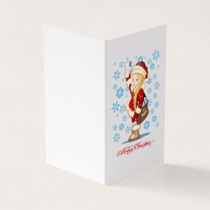 Christmas card with cartoon Snow Maiden - Postman