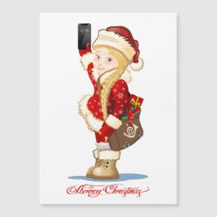 Christmas card with cartoon Snow Maiden - Postman