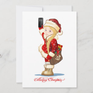 Christmas card with cartoon Snow Maiden - Postman