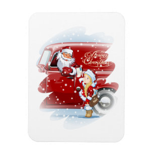 Christmas card with cartoon Snow Maiden - Postman  Magnet