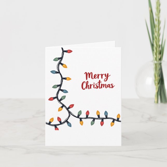 Christmas Card with Colorful String Lights (Front)