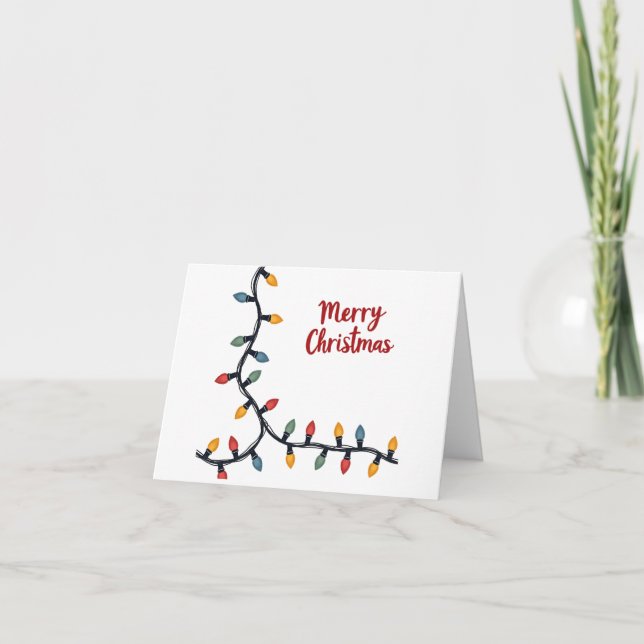 Christmas Card with Colorful String Lights (Front)
