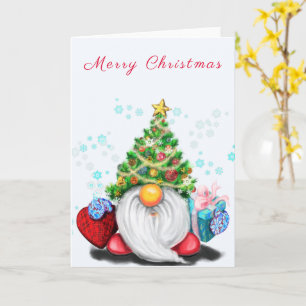 Christmas Card with Cute Gnome