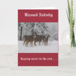 Christmas Card With Deer In Snow at Zazzle