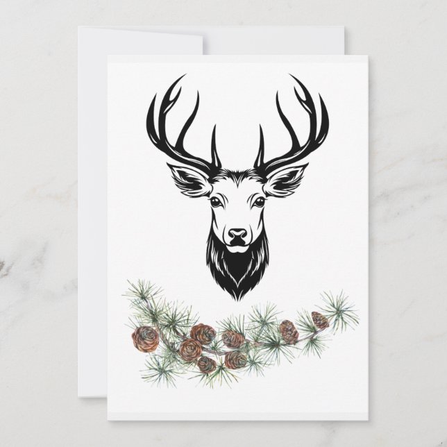 "Christmas card with deer - winter magic" (Front)