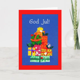 Christmas Card with Gifts - Swedish Greeting