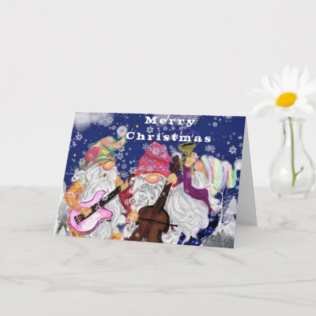 Christmas Card with Gnomes Band Happy Song (Small Plant)