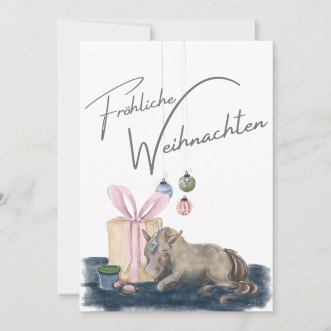 Christmas card with horse picture, horse gift (Front)