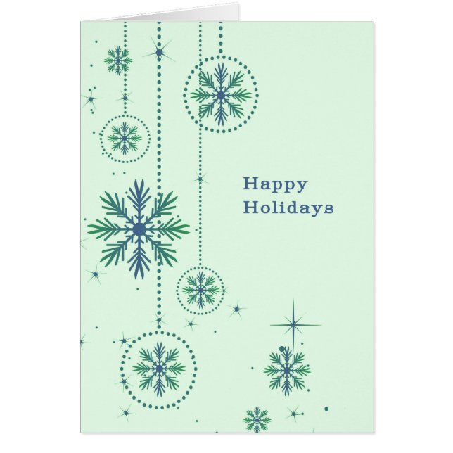 Christmas Card with Large Snowflakes Lt. Green (Front)