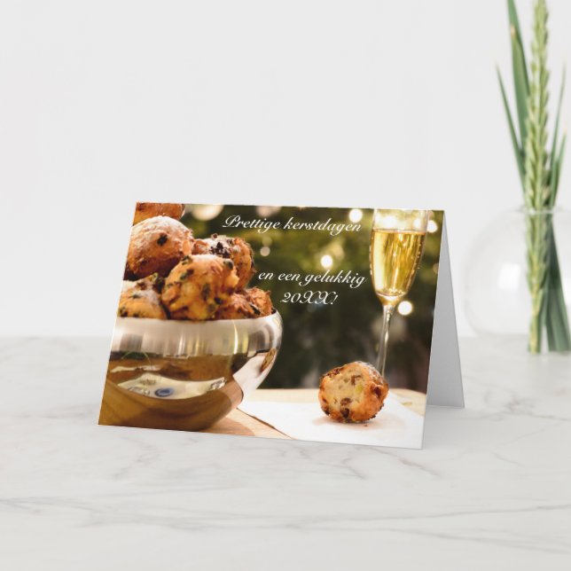 Christmas card with oliebollen and text (Front)