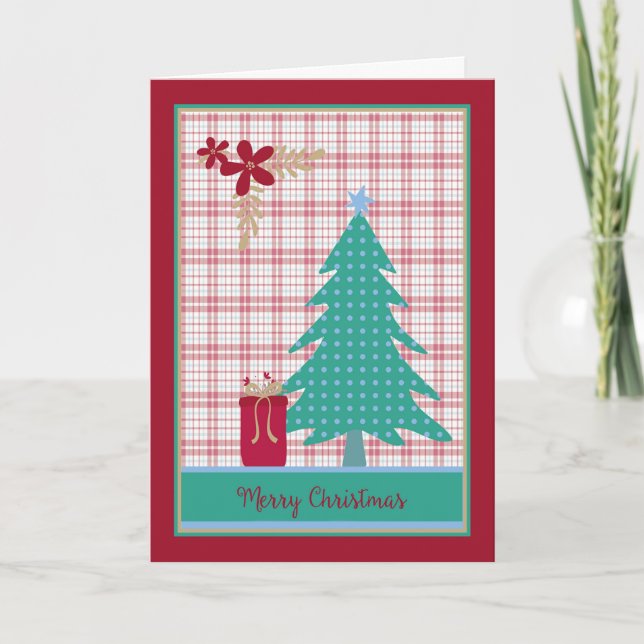 Christmas Card with Polka Dot Tree & Present (Front)