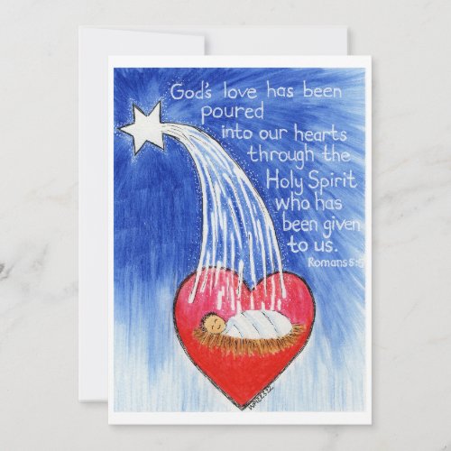 Christmas card with Romans 5 Scripture