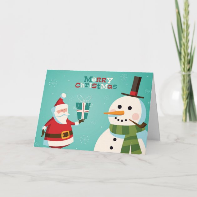 Christmas Invitation With Santa And Snowman
