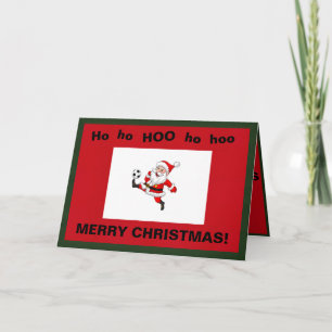 Christmas Card with Santa Playing Soccer
