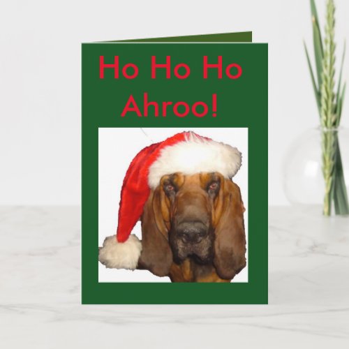Christmas card with Santa Wimsey the Bloodhound