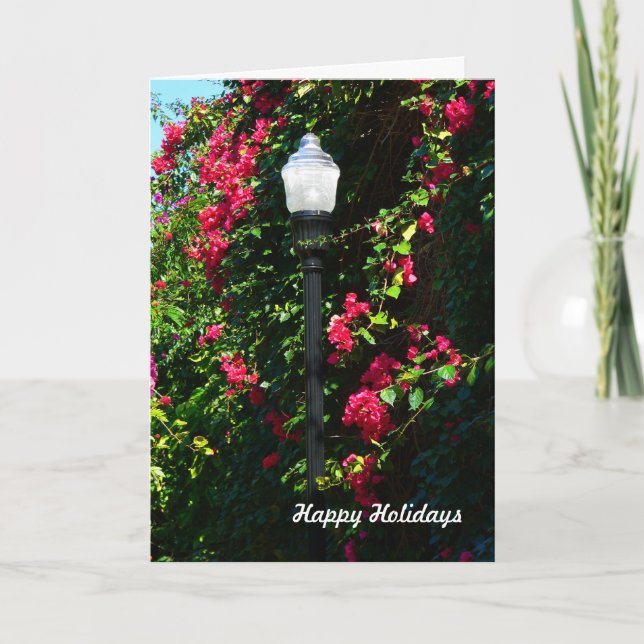 Christmas Card with Street Lamp & Flowers (Front)