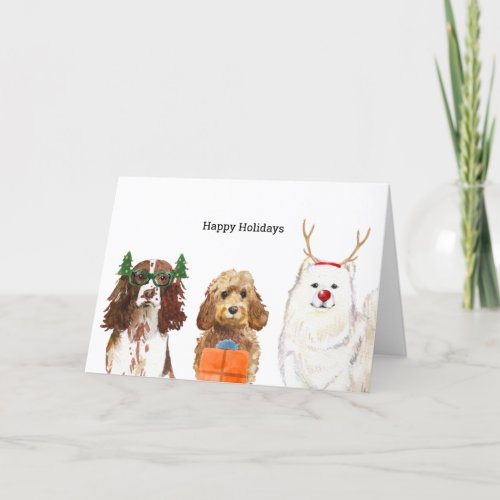 Christmas Card with three Christmas Dogs