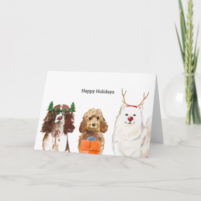 Christmas Card with three Christmas Dogs (Front)