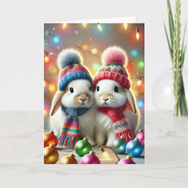 Christmas card with two bunnies (Front)