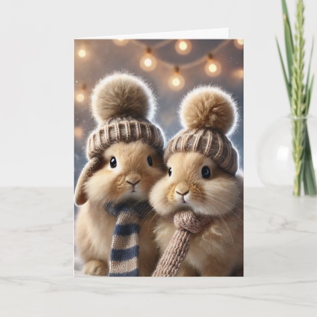Christmas card with two bunnies (Front)