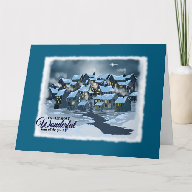 Christmas card with village ready for the Seasons (Front)