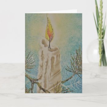 Christmas Card  With Vintage Candle. Holiday Card by SharCanMakeit at Zazzle